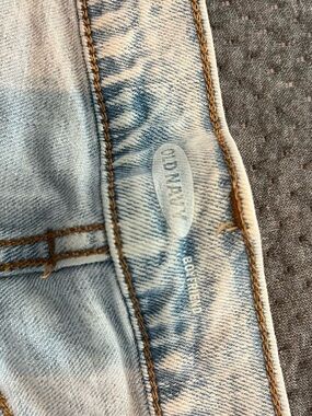 Old Navy Faded Blue Boyfriend Jeans with Brown Stitching